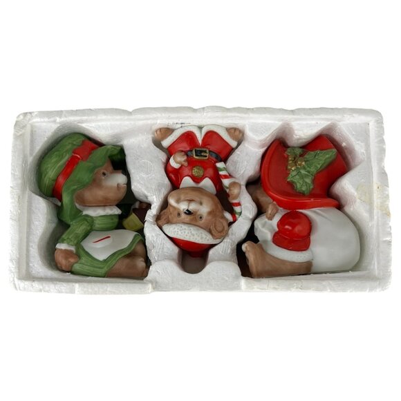1980s Homco Christmas Bear Figurine Family Set Of 3 Poppa Momma Baby #5600 VTG - Picture 12 of 12